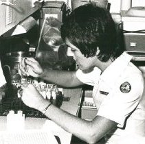 Analice Decker, Medical Technologist, working in laboratory